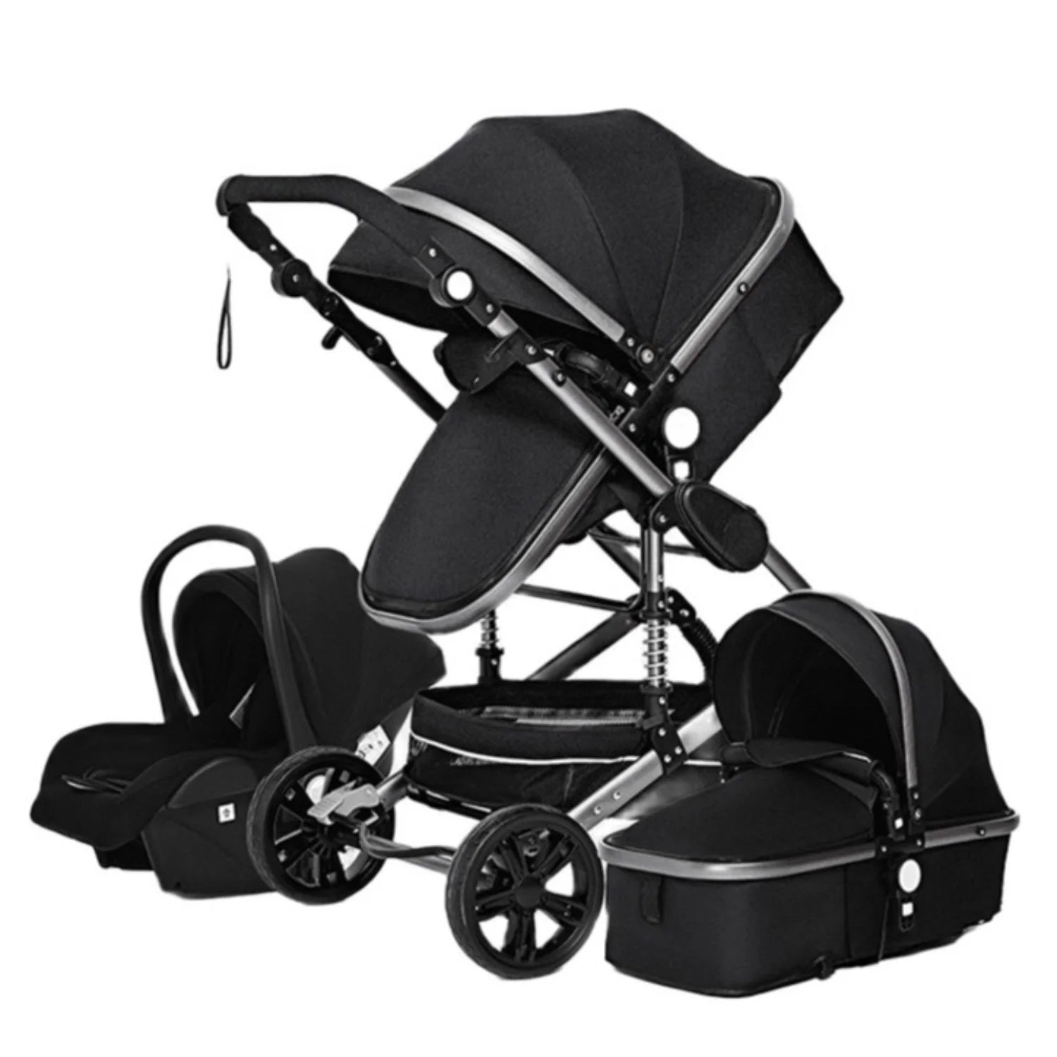 Lujoso cochecito de bebé portátil 3 en 1 de viaje con marco de aluminio alto y plegable, para recién nacidos, con cuatro ruedas.