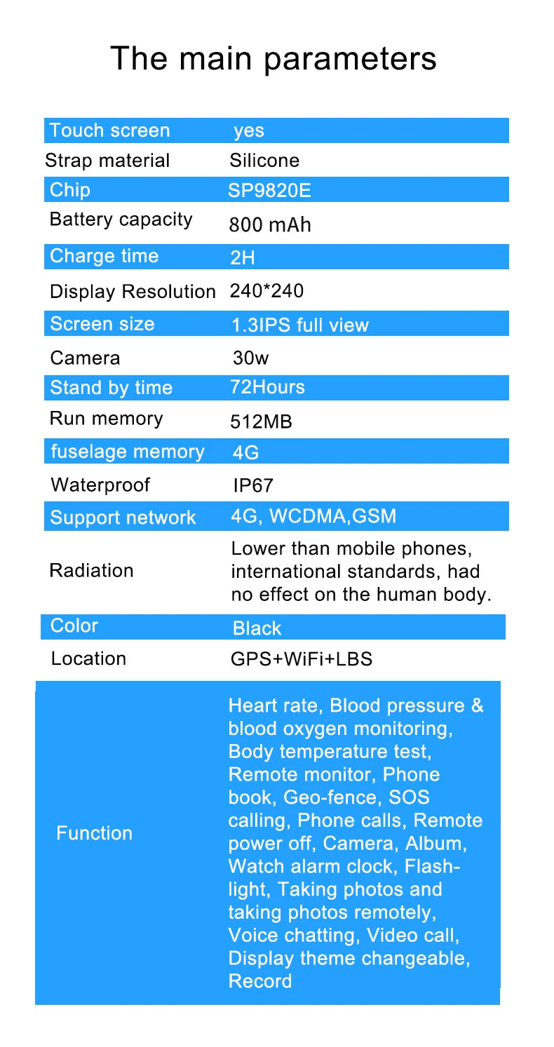 Smart Watch for Elderly Fall Detection GPS Positioning 4G SIM Card SOS Phone Call Heart Rate T