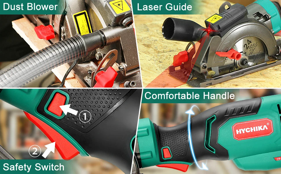 HYCHIKA 750W Circular Saw DIY Power Tool with Laser Guide Electric Saw for Cutting Wood Miter Saw Tools for Carpentry in Wood