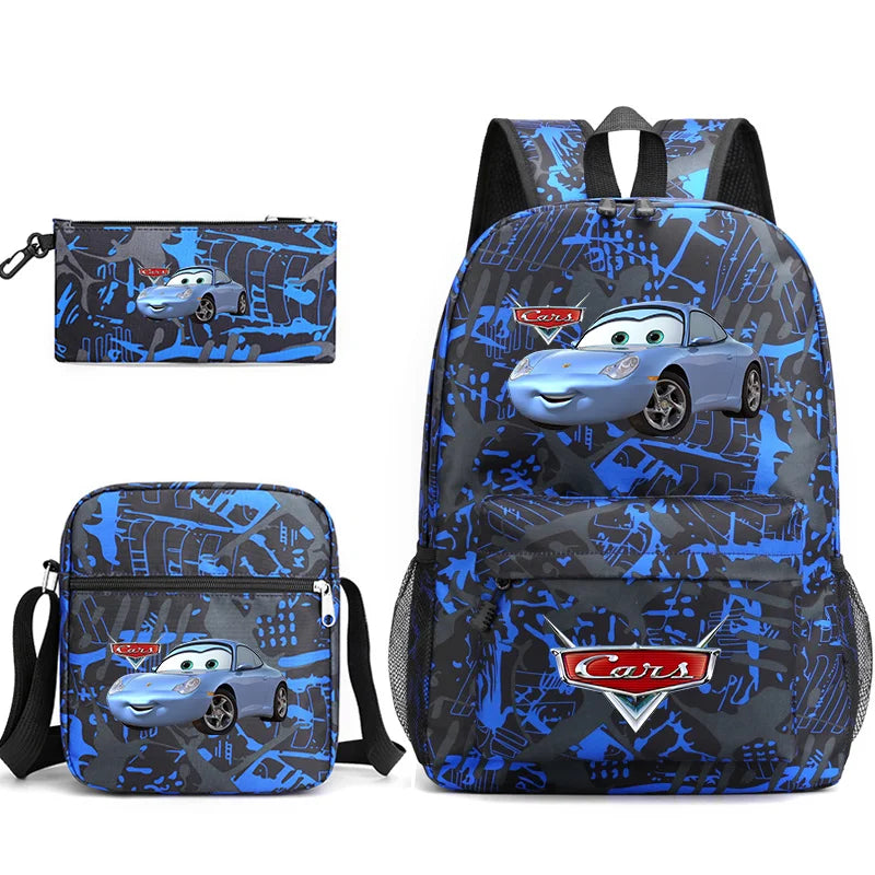 3pcs Disney Pixar Cars Lightning McQueen Students Backpacks Schoolbags Pencil Case Shoulder Bags Boys Girls School Bags Sets