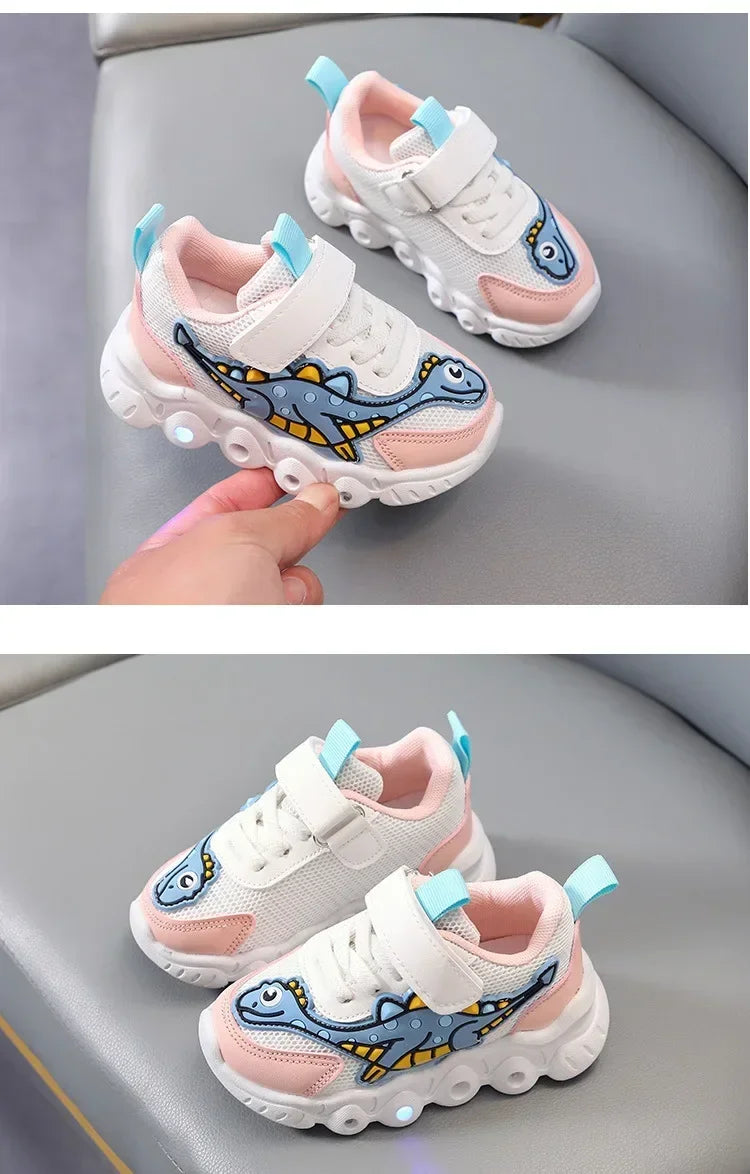 Tennis Shoe LED Children Trainer Cartoon Boy Casual Sneaker for Boy Kid Shoe for Girl Mesh Breathable Shoe Baby Illuminated Shoe