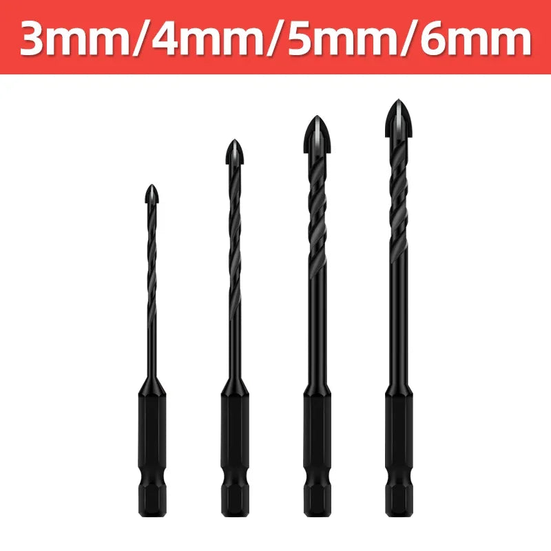 Cross Hex Tile Drill Bit For Glass Concrete Ceramic Tile Hole Opener Tungsten Carbide Hard Alloy Bits Set Tools 3 4 5 6 8 10 12mm