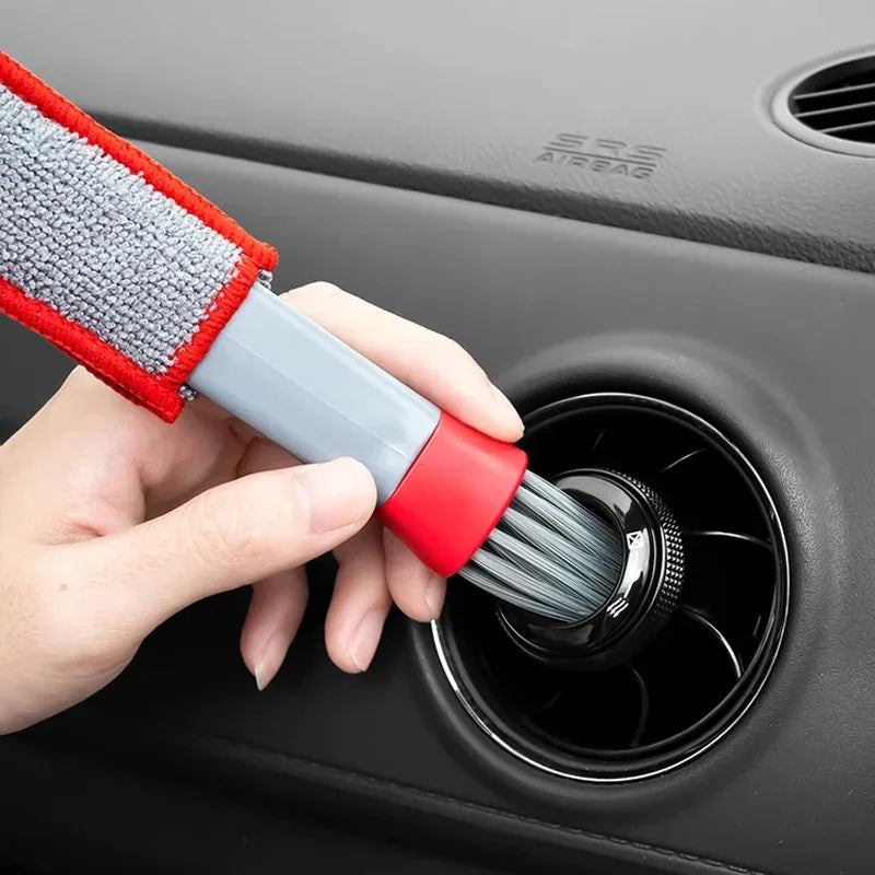 Escova de cabeça dupla para remoção de poeira, limpeza e limpeza de saídas de ar em carros, ferramentas de limpeza profunda para interiores de carro, 1 peça