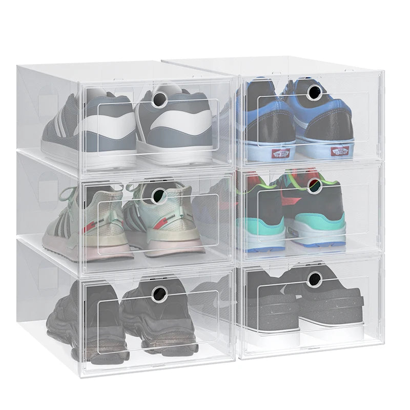 6pcs/set Antioxidant shoe cabinet High Transparent slippers sneakers storage shoes box dustproof shoe organizer box