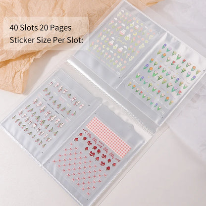 Album for Slides 40/100/120 Slots Album for Nails Stickers Sticker Storage Book Empty Organizer Nail Art Decals Collecting Tools