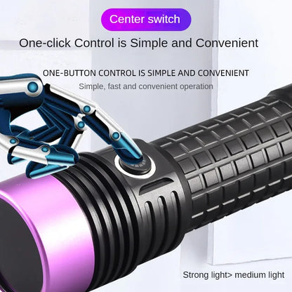 60W 365NM UV Flashlight High Power Type-c Rechargeable Portable Waterproof 26650 Uv Torch linterna ultravioleta