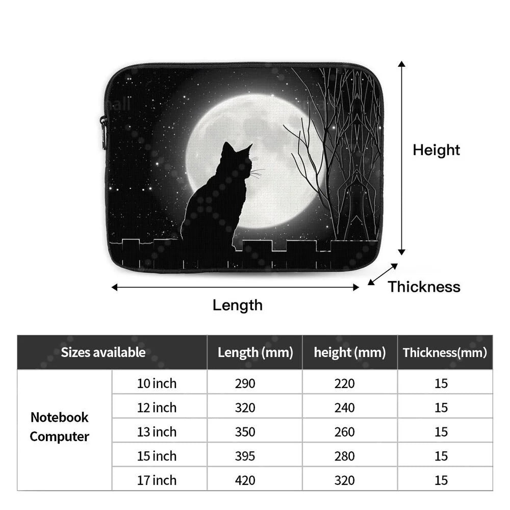 Black Cat Laptop Bag Tablet Notebook Case For Hp Dell Lenovo Computer For Macbook Air Pro Retina 10-17 Sleeve