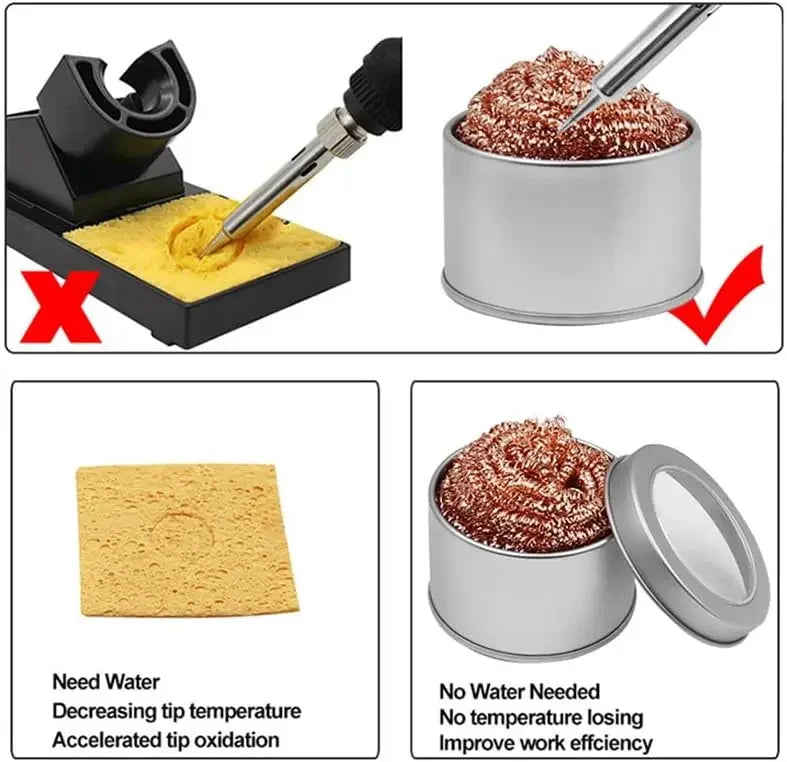 Soldering Iron Tip Cleaner Desoldering Cleaning Ball Welding Soldering Iron Mesh Filter Metal Wire Stand Steel Ball Tin Remover