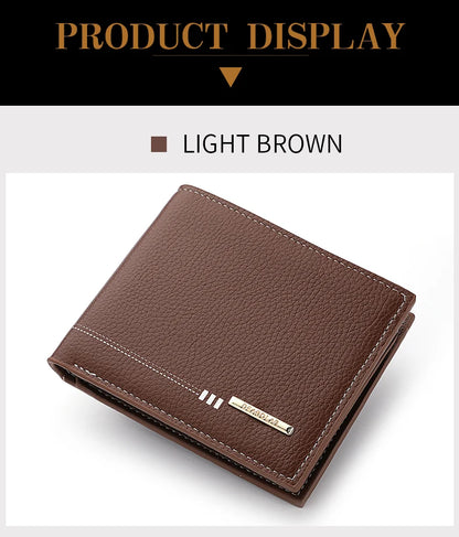 Nueva cartera para hombre, tarjetero, monedero con cremallera, cartera corta de negocios con estampado de lichi de alta calidad.