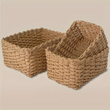 3pcs Paper Rope Storage Baskets for Organizing Container Bins for Shelves Cupboards Drawer,Small Woven Basket,Multifunctional