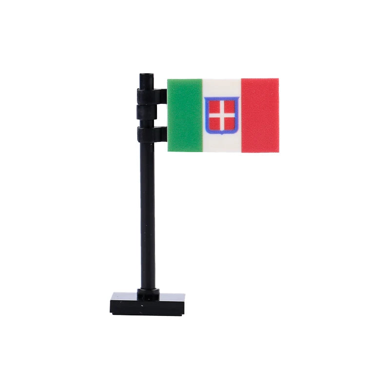 MOC City Street View National Flag Series WW2 Accessories Building Blocks Franch Italy Military Army War DIY Kid Bricks Toy Gift
