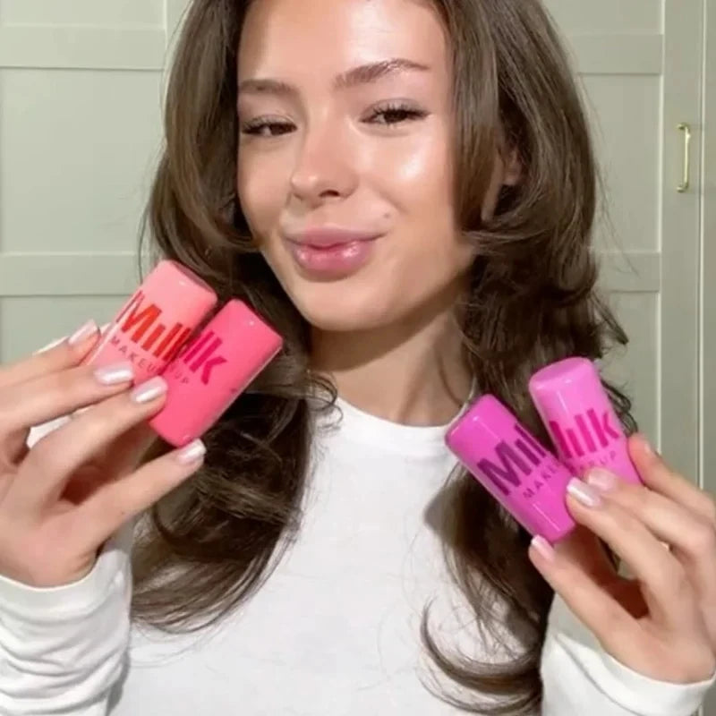 Lápiz labial 3 en 1 con leche, rubor en barra, colorete, agua refrescante, larga duración, acuarela, maquillaje mate multiusos.