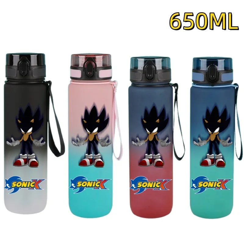 650ML Sonic Hedgehog Sport Water Bottle Large Capacity Cartoon Portable Plastic Water Bottle Drinking Cup Student Birthday Gifts