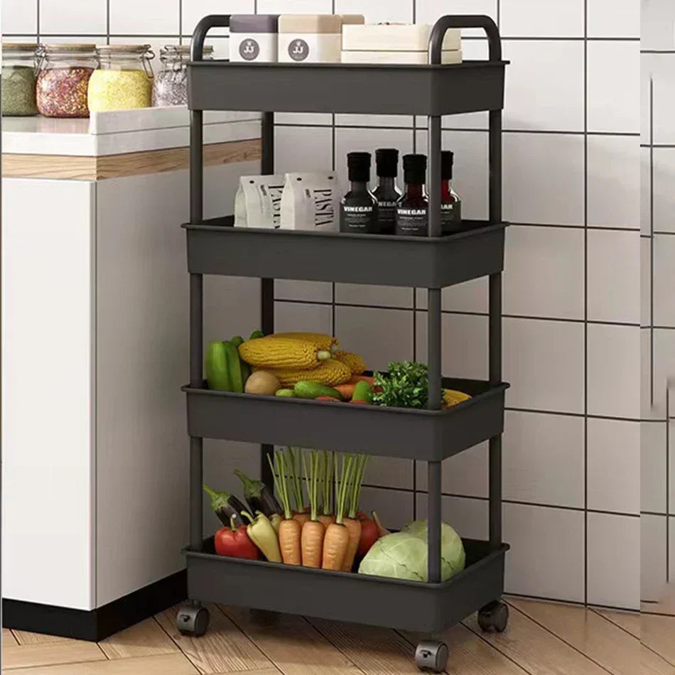 Mobile Bookshelf Trolley Household Kitchen Organizers And Storage Rack Home Bathroom Cart With Wheels Living Room Snacks Shelves