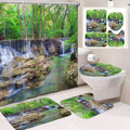 VIKAMA Tropical Plant Leaves Shower Curtain Set  Monstera Print Pattern Green Palm Leaf  Home Decor Bath Mat Toilet Lid Cover