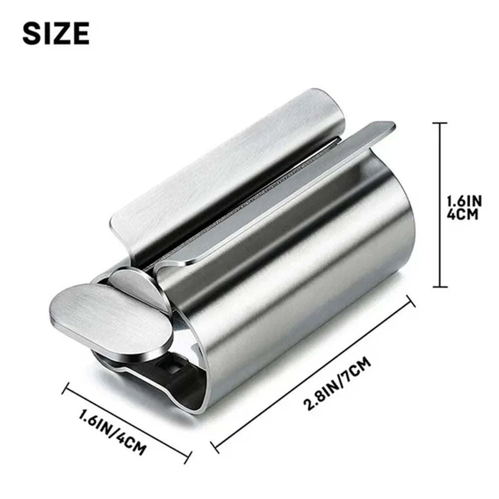 Accesorios de baño Exprimidor de pasta de dientes con rodillo de acero inoxidable, dispensador giratorio para ungüentos y cosméticos