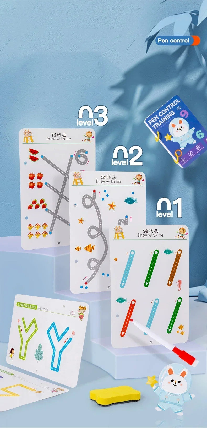 Magical Tracing Workbook Control Training Book Reusable Magic Practice Copybook Children Montessori Drawing Education Stationery