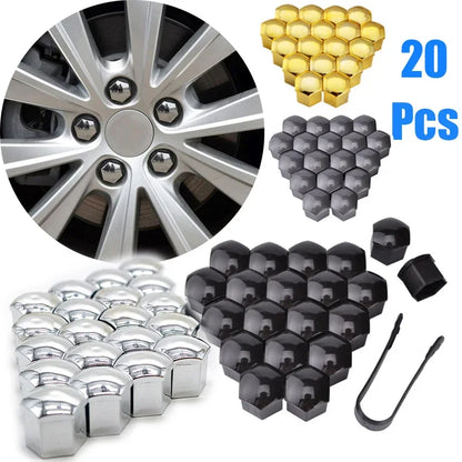 20 Pcs Car Wheel Nut Caps 17mm/19mm/21mm Auto Hub Screw Cover Black Plastic Anti Dust Car Wheel Nut Bolt Covers Tire Accessories