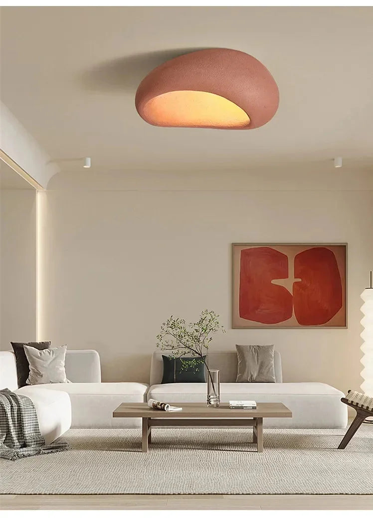 Nordic Wabi Sabi LED Ceiling Lamps Minimalist Cream Style Living Room Bedroom Ceiling Light 45/52/60/70cm Home Decor Chandeliers