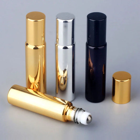 5/10ml UV Glass Stainless Steel Beads Essential Oil Roll-on Glass Bottle Eye Cream Massage Application Sample 1pc