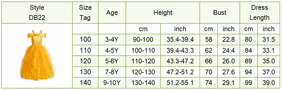 Children Princess Costume Kids Halloween Carnival Beauty Beast Birthday Party Clothes Girl Yellow Belle Cosplay Dress Up