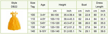 Children Princess Costume Kids Halloween Carnival Beauty Beast Birthday Party Clothes Girl Yellow Belle Cosplay Dress Up