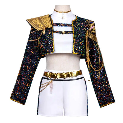 Kids Girls Rummi Devil Hunters Zoeyy Miraa Cosplay Fantasia Costume for Children Idol Roleplay Outfits Halloween Carnival Suit