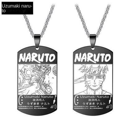 Collar con colgante de Naruto, periféricos de Anime bidimensionales, colgantes y collares de Sasuke, collar de acero inoxidable de hurón para hombre