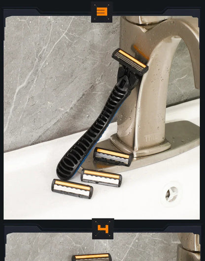 Maquinilla de afeitar de diseño nuevo para hombres, afeitadora de tres capas, afeitadora reutilizable, cuchilla importada, herramienta múltiple, cabezal de cambio