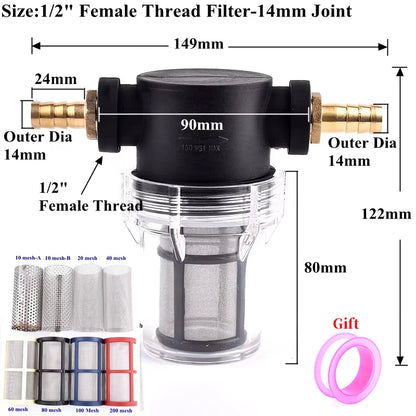 1/2" Rain Water Filter Agricultural Irrigation Garden Watering Filters Aquarium Water Tank Strainer 10~200 Mesh Copper Connector