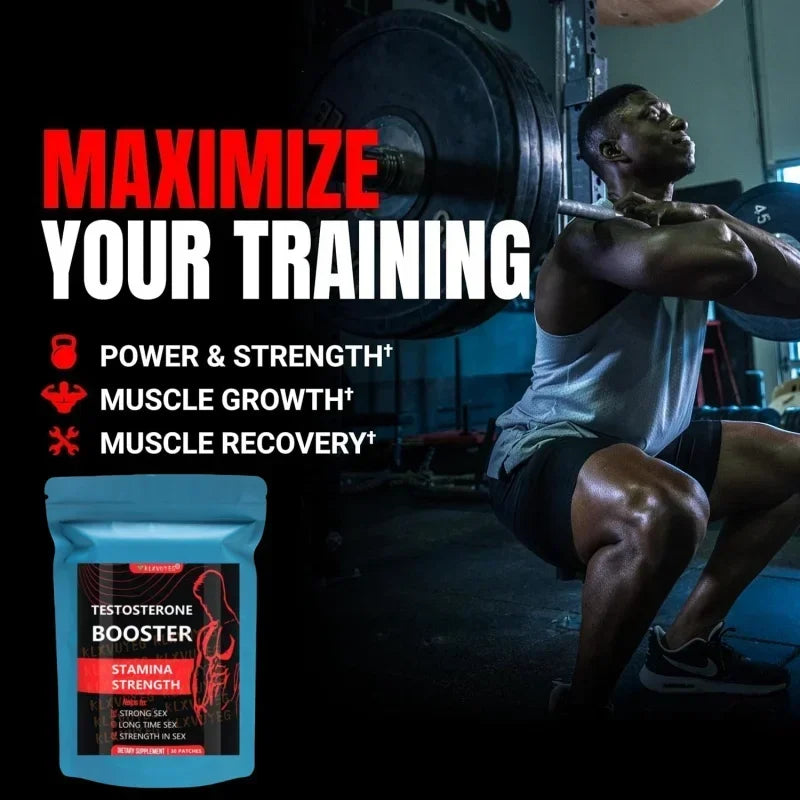 Testosterone Booster Transdermal Patches For Men, Increase Strength, Stamina, Energy, 30 Patches/bag