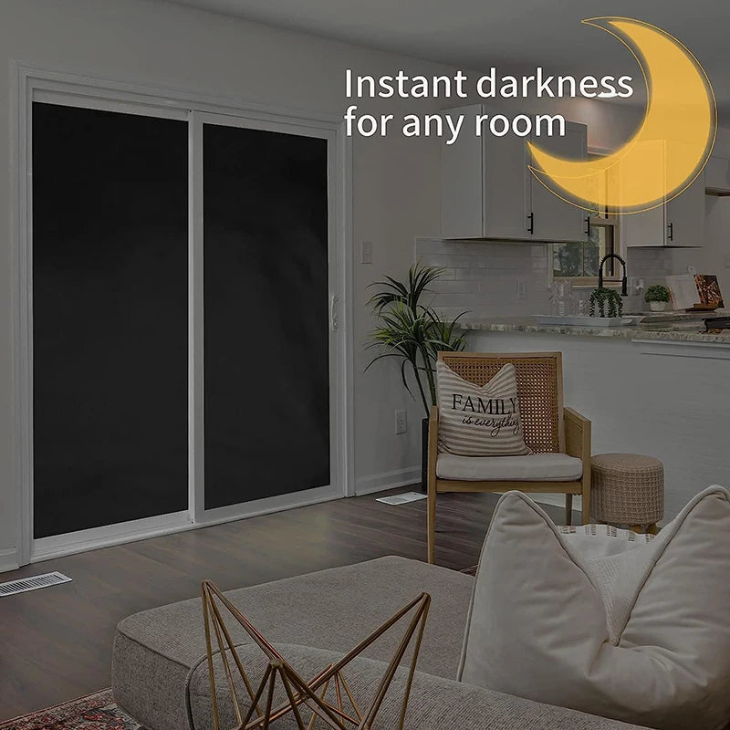 Cortina opaca portátil sin taladro, 100 % opaca, aislante y con protección UV para dormitorio, sala de estar, decoración del hogar.