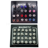 Magnético Non-Piercing Brincos Clipe para Mulheres e Homens, Cristal Redondo, Orelha de Jóias Punk, Fazendo Suprimentos, Acessórios Artesanais, 24Pcs por Conjunto