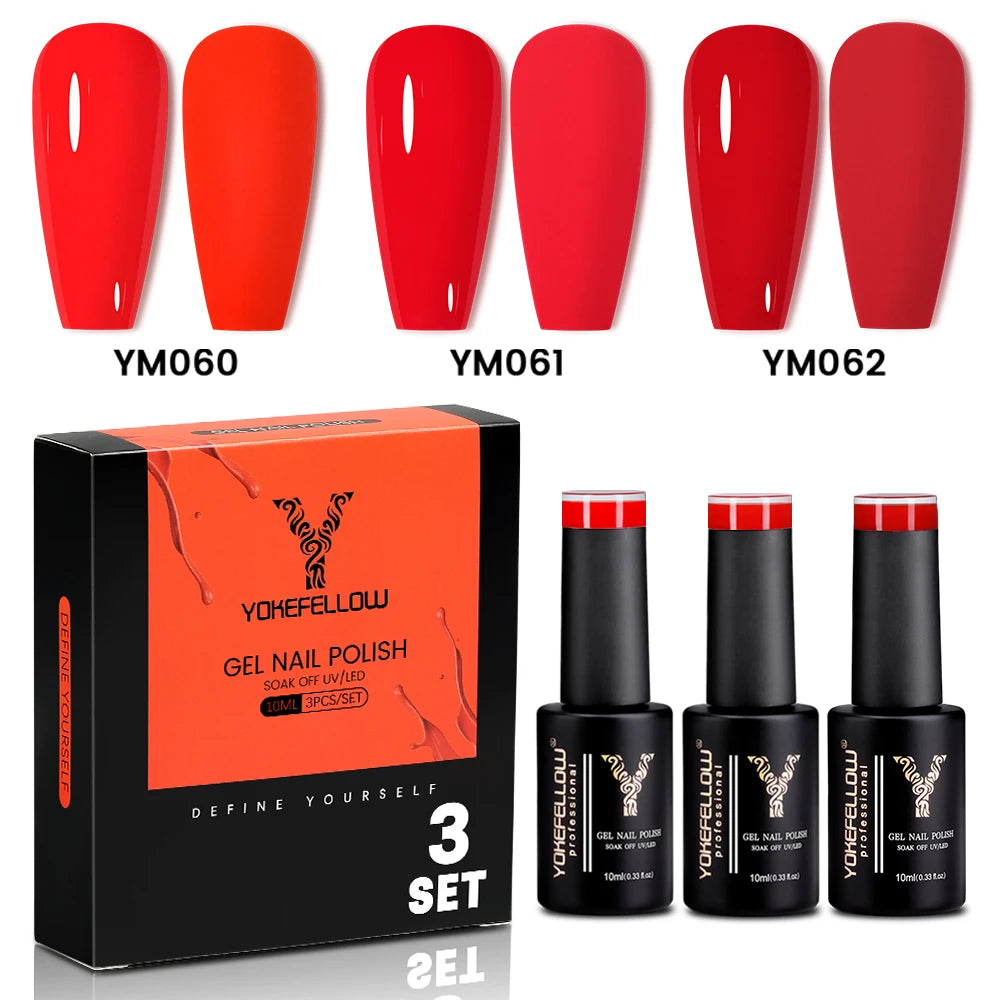 NEW YOKEFELLOW 10ml Crystal Jelly Nude Red Pink Gel Nail Polish Transparent Semi-permanent UV Gel Nail Art Soak Off Gel Varnish