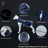 Waterproof Dog Raincoat with Reflective Strips and Adjustable Hood - Red, Yellow, Navy Blue