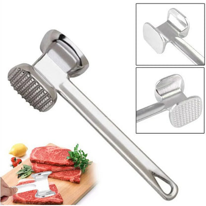 Martillo ablandador de carne de 19 cm, de aleación de aluminio, para uso doméstico, de metal, para carne, herramienta de cocina, resistente, duradero, de doble cara.