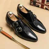 Luxury Designer Monk Leather Men's Shoes, High Heels, Polished, Double Buckle, Pointed Toe, Casual Shoes for Men, Party Wedding Shoes for Men