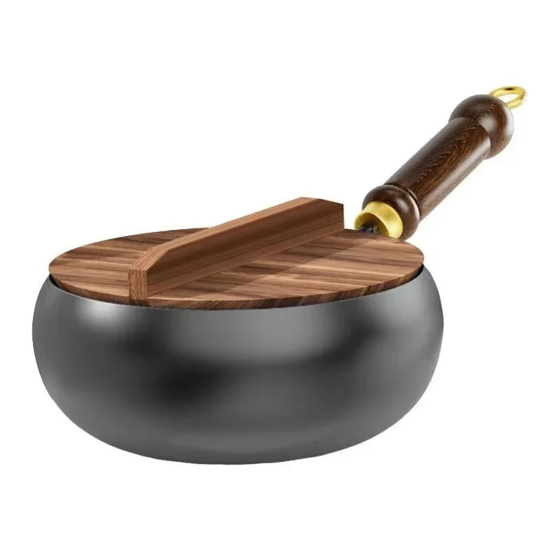 Handmade Forging NON-STICK PAN Household Stir Fry Stew Pot Flat Bottom Small Frying Pan Kitchen Gas Stove Universal Pan Cookware
