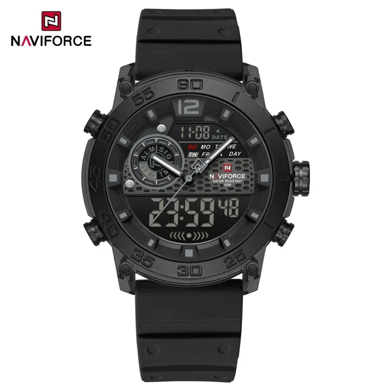 NAVIFORCE NF6104  Men's Lightweight Sports Wrist Watch Dual Display Time Night Light Watches Boy's Quartz  Stopwatch