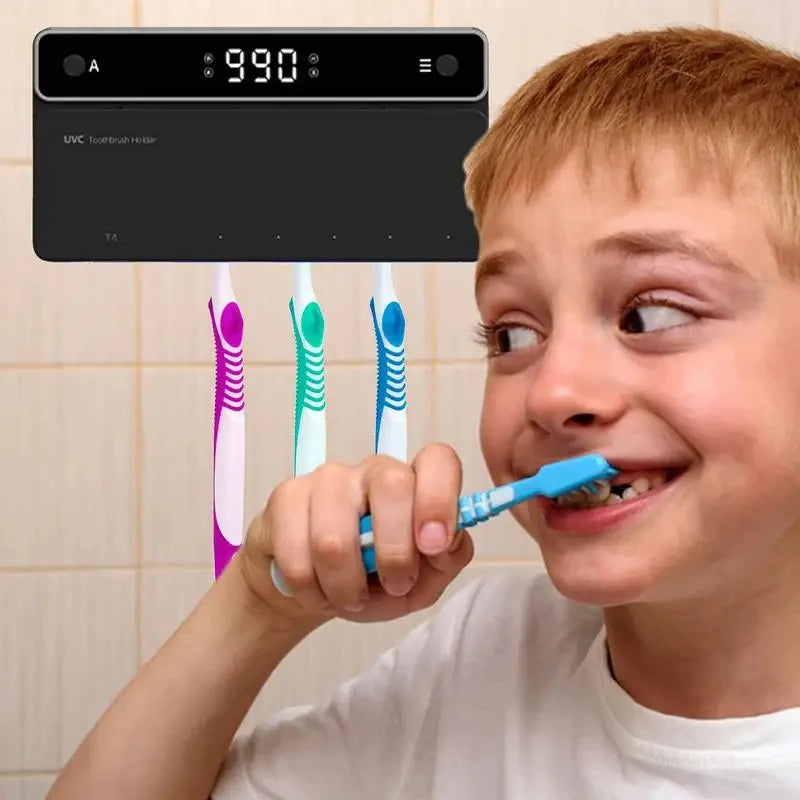 Portacepillos de dientes UV recargable, de secado rápido, esterilizador para maquinilla de afeitar y cepillo de dientes con pantalla LED, accesorios de baño