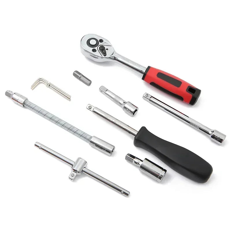 Professional Auto Repair Tool Kit 46/53pc Quick Ratchet Wrench Multi-Function Set for Home Industrial Use Chrome Vanadium Steel