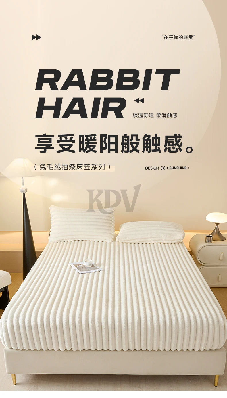 Solid Color Thick Faux Rabbit Fur Mattress Cover Autumn Winter Warm Velvet Mattress Protector Fluffy Soft Plush Fitted Bed Sheet