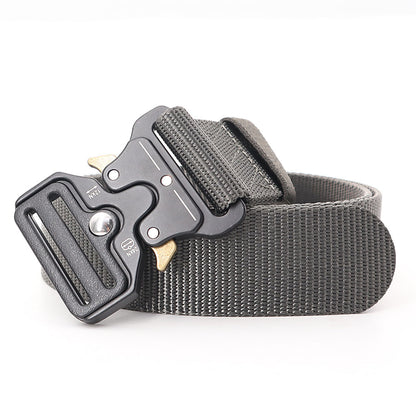 3.8X125cm - Belt Quick Release Outdoor  Metal Belt Soft Real Nylon Sports Accessories Men And Women Black Belt