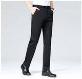 Pantalones de talla grande para hombre, pantalones de traje de negocios, pantalones de vestir formales elásticos, pantalones negros clásicos para hombre grande