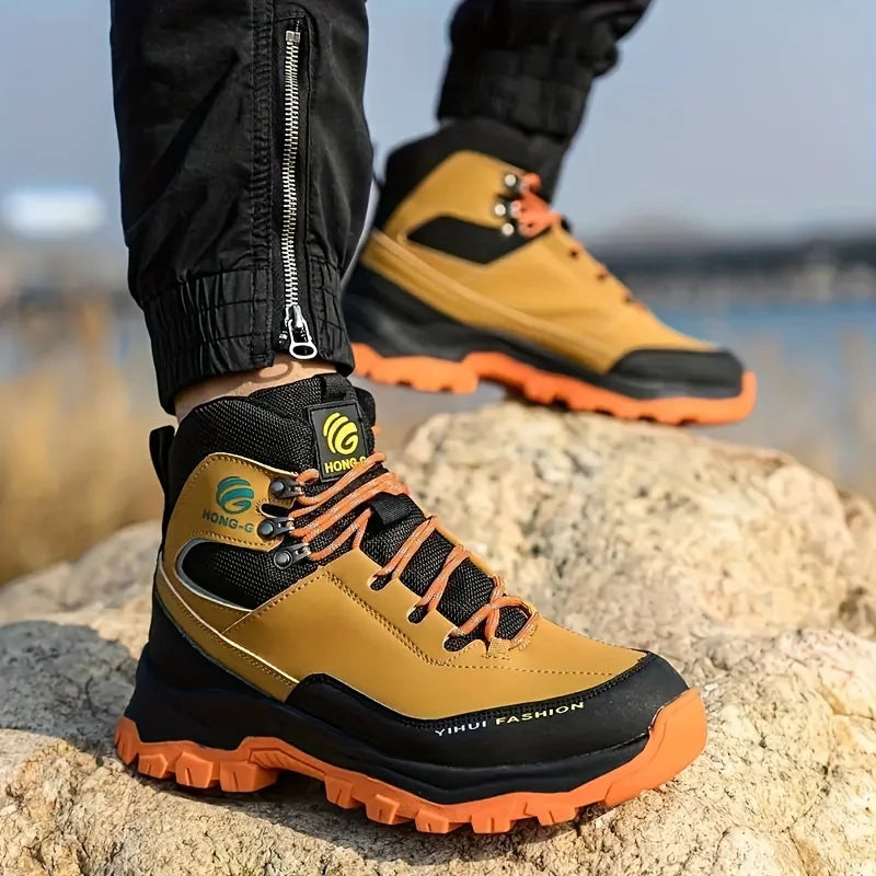 Rotary Buckle Men's Work Boots Safety Steel Toe Indestructible Shoes Anti-smash Puncture-Proof Work Shoes 38-47