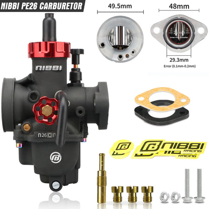 NIBBI PE19mm/PE22mm/PE24mm/PE26mm/PE28mm Flange Carburetor for Motorcycle 2T 4T GY6 Engine 100cc-250ccATV Yamaha Racing Pitbike