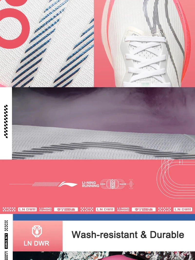 Li-Ning Men's RED HARE 8 PRO Racing Running Shoes BOOM Cushion LN DWR Water Repellent Breathable LiNing Wearable Sneaker ARPV015