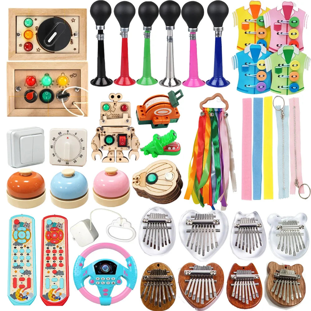 1 piece DIY Montessori Busy Board for Children's Handmade Early Education Toys Life Skills Training DIY Wooden Business Board
