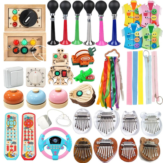 1 piece DIY Montessori Busy Board For Children's Handmade Early Education Toys  Life Skills Training DIY Wooden Business Board