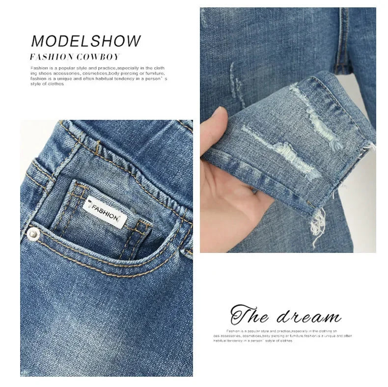 XL-6XL Plus Size jeans for Women Mom Jeans Woman Elastic High Waist Blue BaggyJeans Denim Ripped Jeans Female Harem Pants